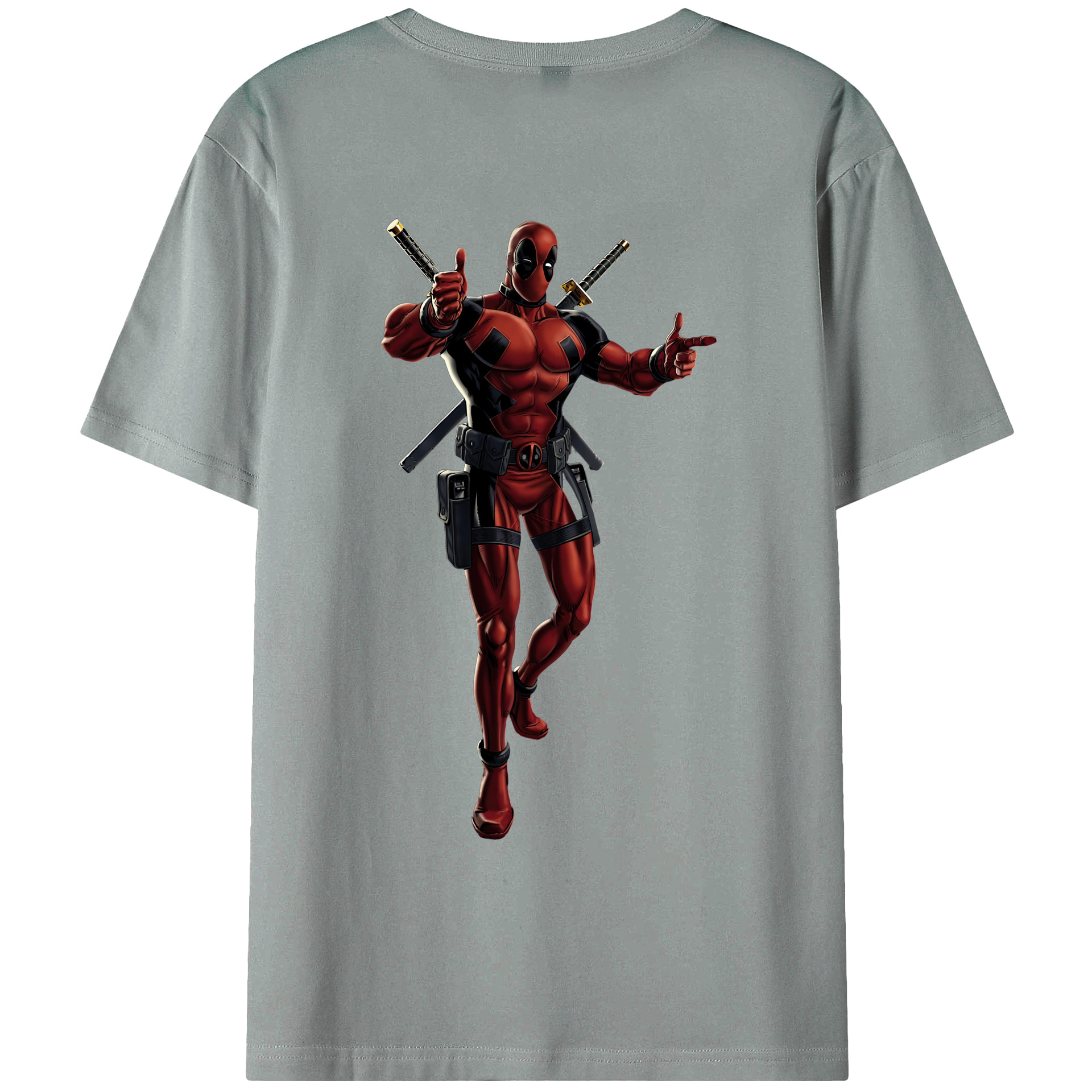 （画像用） Deadpool デッドプール 綿100％ メンズ半袖Tシャツ（バックプリント） 通気性